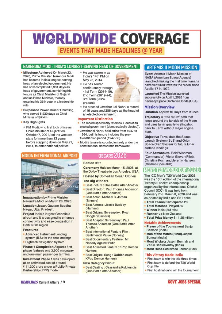 Arihant Headlines Current Affairs 2026 English Medium April 2025 to April 2026 Government Jobs Special