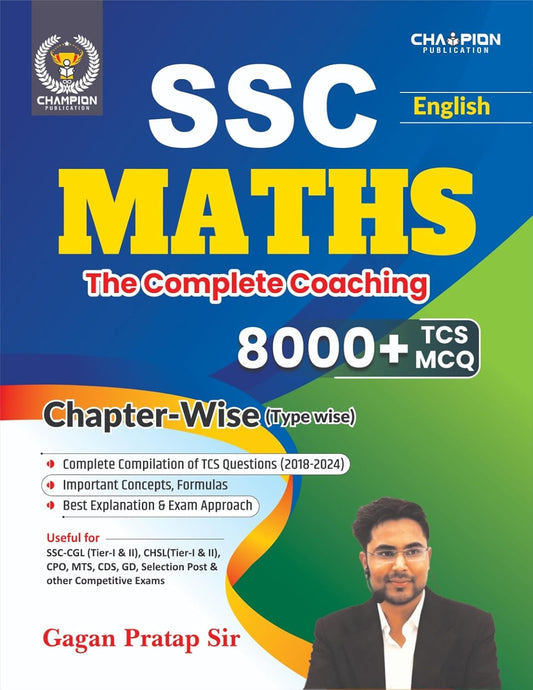 Gagan Pratap Sir SSC Maths 8000+ TCS MCQ Chapterwise Typewise Book Latest Edition 2025 English Medium