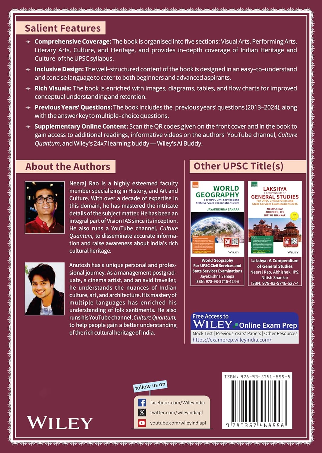 Wiley A Journey Through Indian Art and Culture English Medium By Neeraj Rao Anutosh
