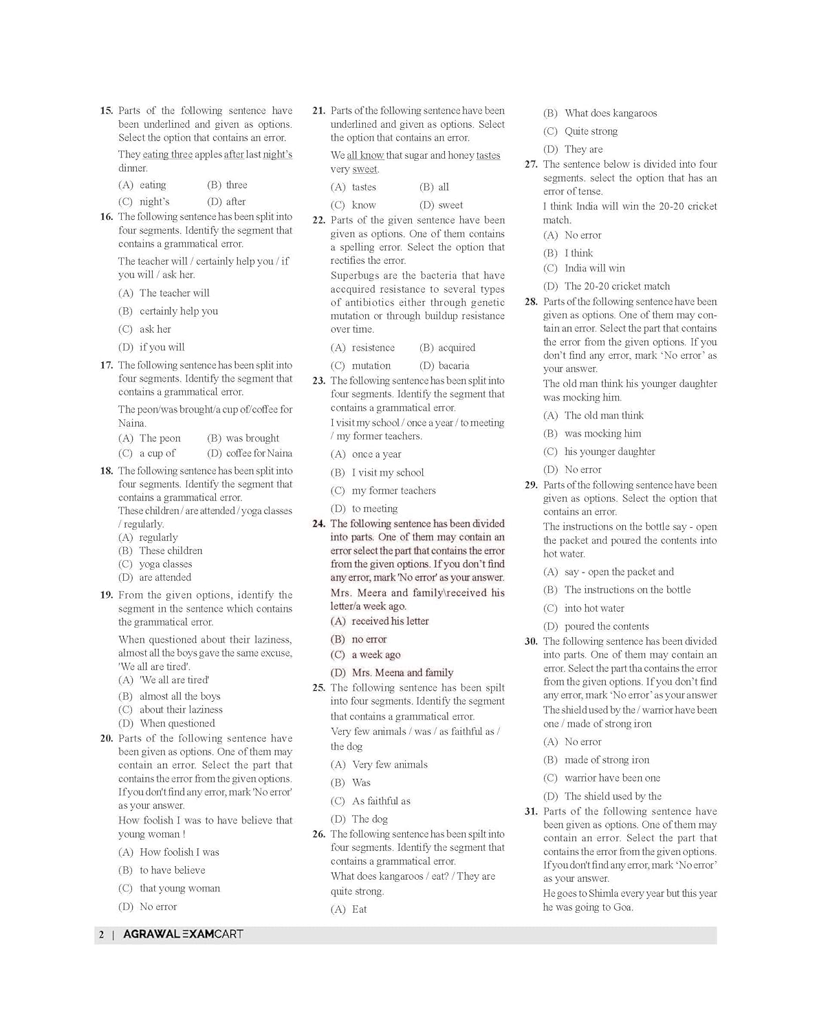 Examcart All Agniveer Non-Technical Exams English Question Bank 2026 1700+ MCQs for Army GD Clerk SKT Tradesman Navy Coast Guard SSB MR NMR NMR Airforce AFCAT Y Group English Medium