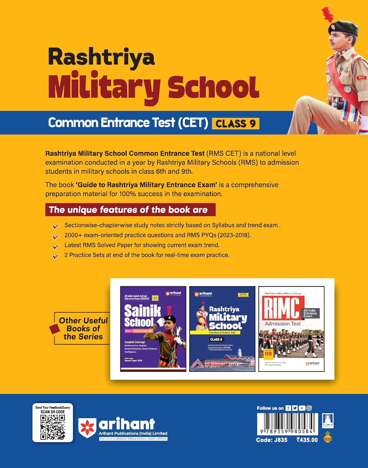 Arihant Rashtriya Military School RMS Class 9 Common Entrance Test CET Revised Edition 2025 English Medium