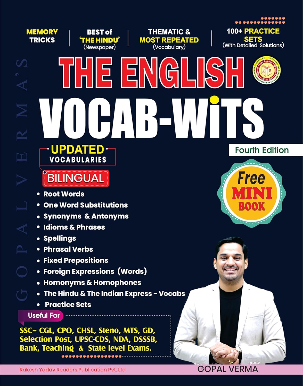 Rakesh Yadav The English Vocab Wits Updated Vocabularies Fourth Edition With Free Mini Book By Gopal Verma Useful For SSC CGL CPO CHSL MTS GD UPSC NDA DSSSB BANK And Other State Lavel Exams With Free Khatu Shyam Sticker