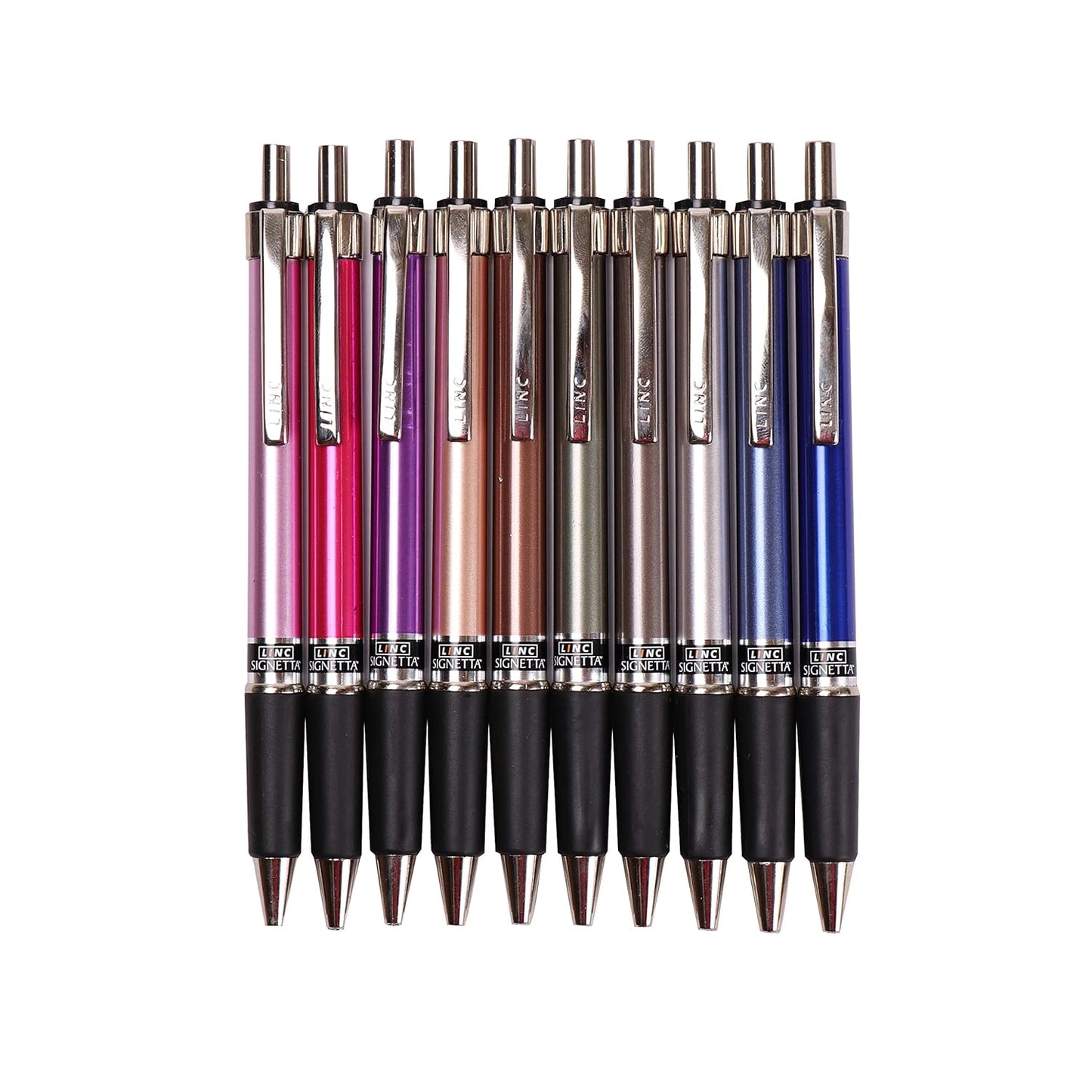 Linc Signetta 0.7 mm Retractable Ball Pens Black Ink Pack of 10