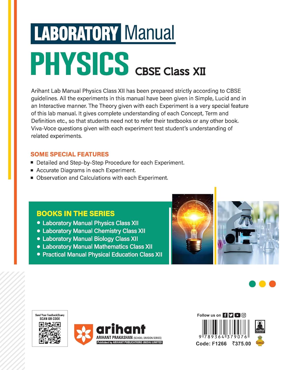 Arihant Laboratory Manual Physics Class 12 Complete Practical Book With Experiments Viva Voce Questions And Answer NCERT Compliant Lab Book