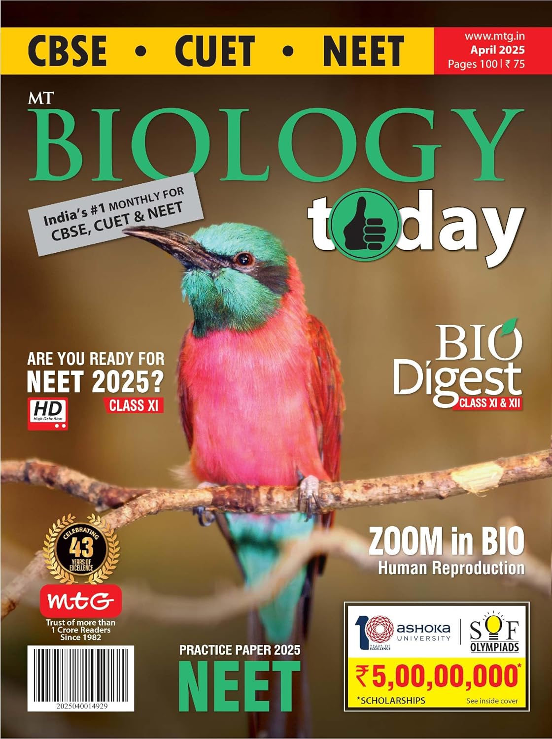 Biology Today April 2025 English Monthly Magazine For CBSE CUET NEET JEE Main And Advanced Exams By MTG