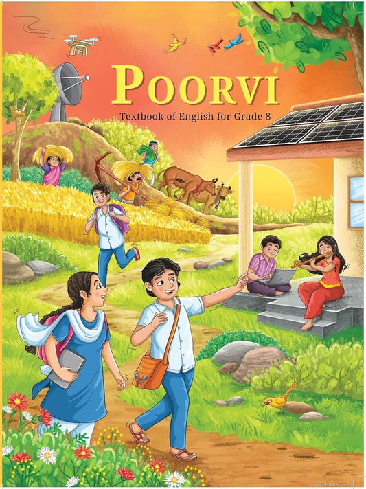 NCERT Poorvi Class 8 Textbook of English for Grade 8 Latest Edition 2025 NCERT New Syllabus With Free Khatu Shyam Sticker
