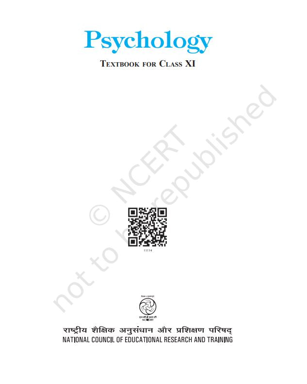 NCERT Psychology Class 11 Textbook For English Latest Edition 2026-27 Code 11114