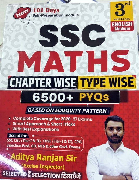 Aditya Ranjan Sir SSC Maths 6500+ PYQs Chapterwise Typewise 3rd Edition English Medium Latest Based on Eduquity Pattern