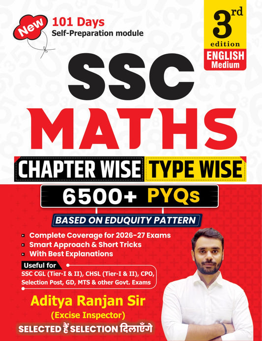 Aditya Ranjan Sir SSC Maths 2026 English Medium 3rd Edition 6500+ TCS MCQ Chapterwise Typewise Book