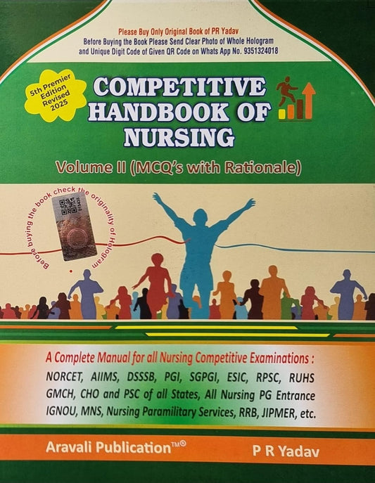 Aravali Publication Competitive Handbook of Nursing Volume-II MCQs With Rationale 5th Edition 2025 By P R Yadav