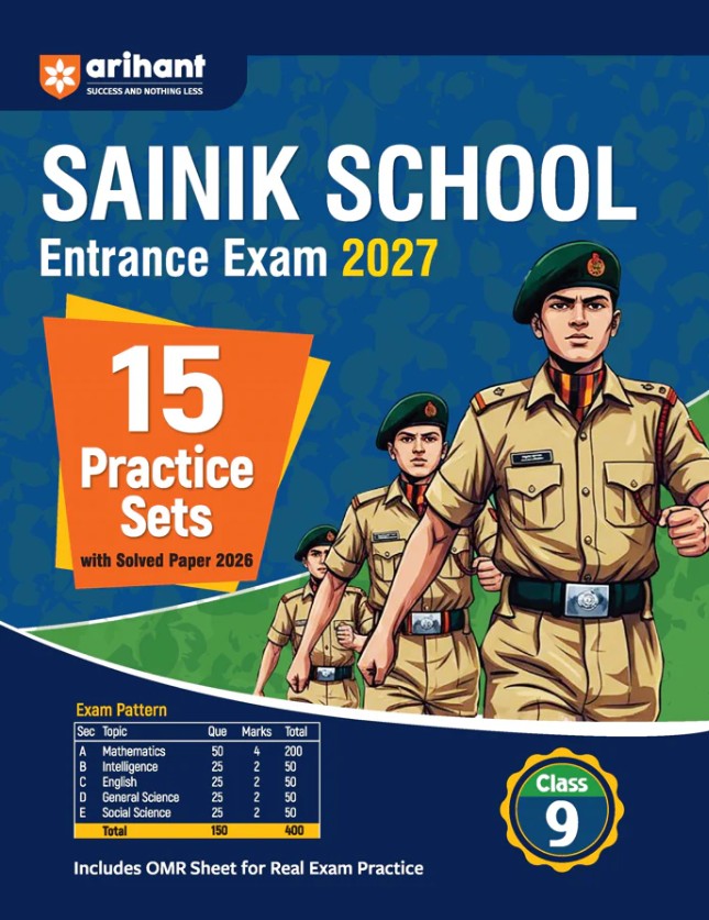 Arihant AISSEE Sainik School Class 9 Entrance Exam 2027 15 Practice Sets with Solved Paper 2026 With OMR Sheet As per Latest Exam Pattern