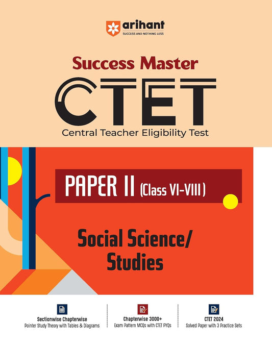 Arihant CTET 2025 Paper 2 Social Science and Studies Class 6 to 8 Exam Guide Success Master English Medium
