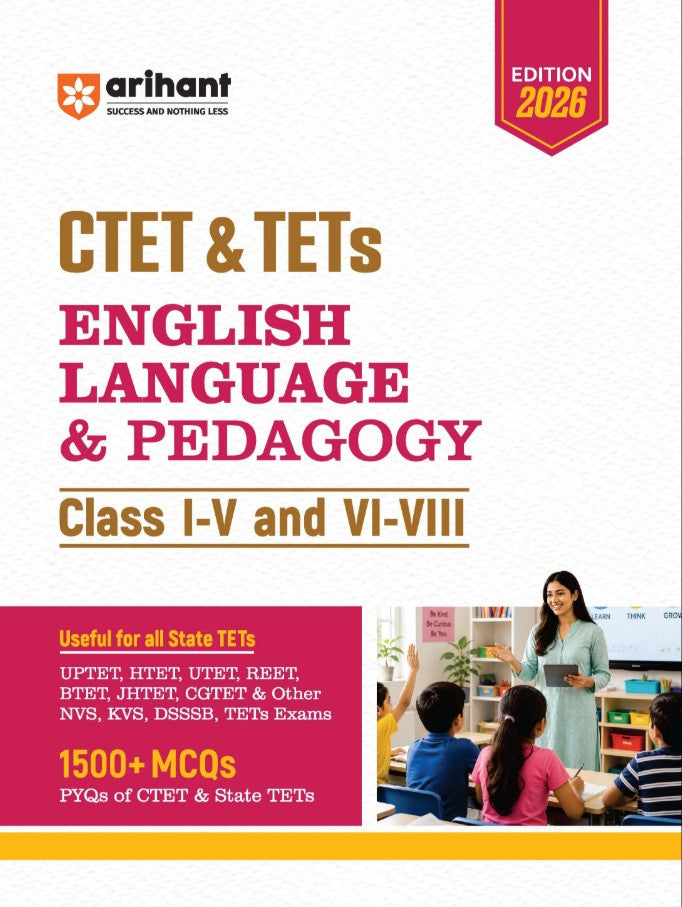 Arihant CTET and TETs 2026 English Language and Pedagogy for Class 1 to 5 and 6 to 8 1500+ MCQs with PYQs of CTET and State TETs Useful for UPTET HTET REET DSSSB KVS and Other TET Exams