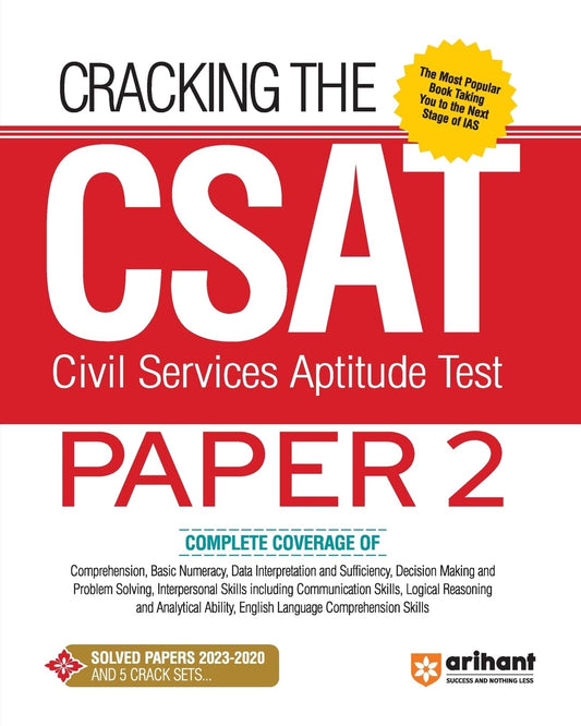 Arihant Cracking The CSAT Paper 2 Civil Services Aptitude Test Book With Solved Papers 2020 to 2023 and 5 Crack Sets in English