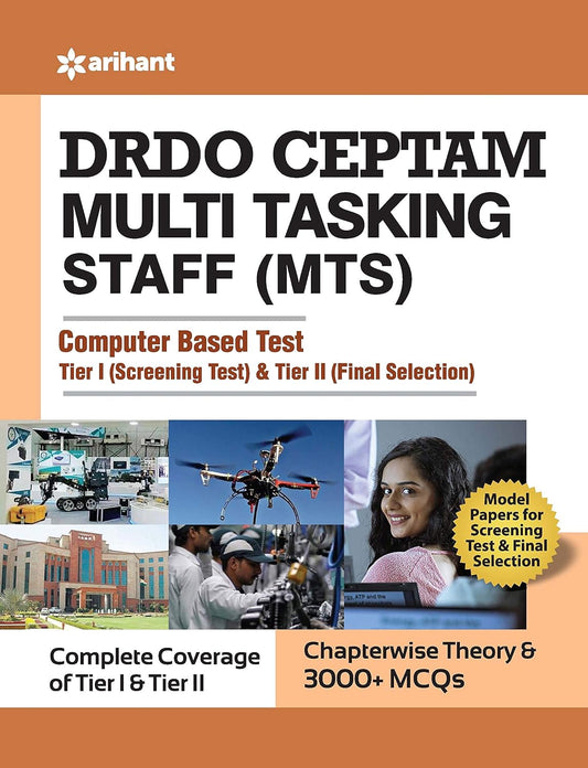 Arihant DRDO CEPTAM Multi tasking staff MTS Exam Guide Tier I and Tier II Complete Coverage Chapterwise Theory and 3000+ MCQS Book English Medium