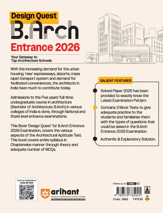  Arihant Design Quest B. Arch Entrance Exam 2026 Solved Paper 2025 with Chapterwise Practice Exercises and Authentic and Explanatory Solution