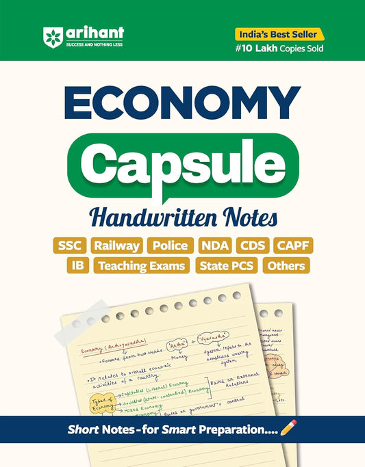 Arihant Economy Capsule Handwritten Notes English Medium for SSC Railway Police NDA CDS CAPF IB Teaching Exams State PCS and Other Exams