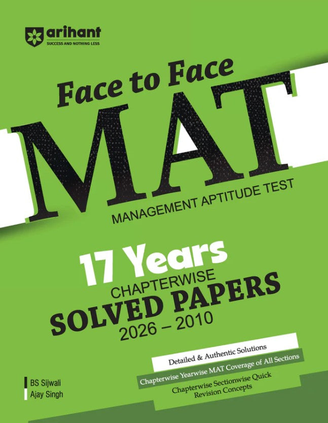  Arihant Face to Face MAT 17 Years Chapterwise Topicwise Solved Papers 2026 to 2010 with Detailed Solutions and Trend Analysis