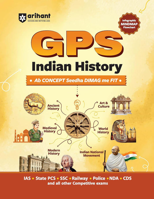 Arihant GPS Indian History with Infographics Mindmaps and Flowcharts for UPSC IAS PCS SSC Railway NDA CDS and Other Competitive Exams English Medium

