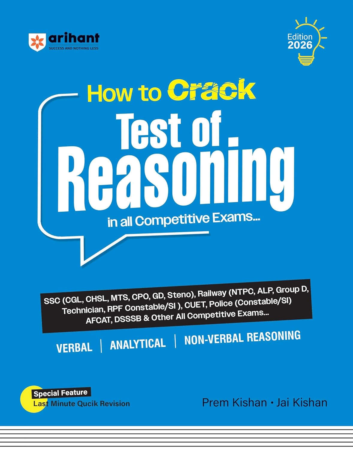 Arihant How to Crack Test of Reasoning 2026 Edition English Medium In All Competitive Latest Syllabus
