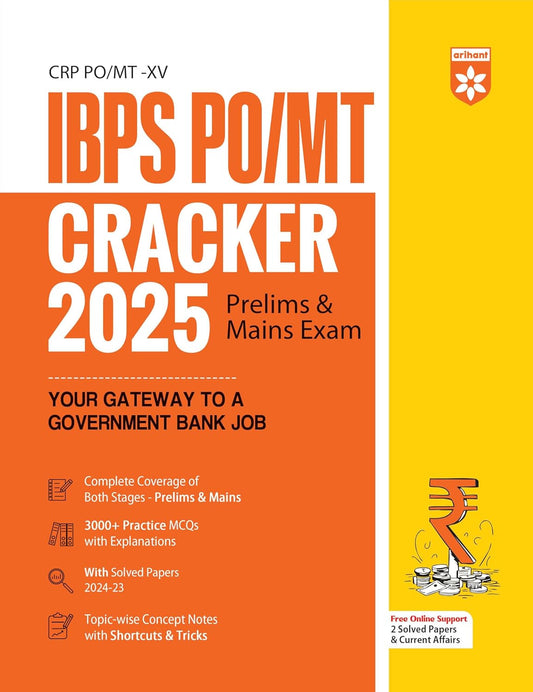 Arihant IBPS PO MT CRACKER Prelims and Mains Exam 2025 3000+ Practice MCQs with Explanations Solved Papers 2023-2024 and Tricks Complete Coverage English Medium