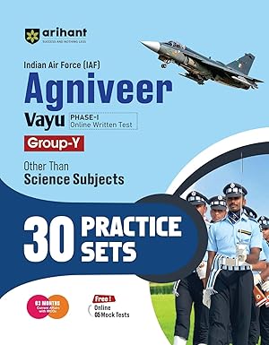 Arihant Indian Airforce Agniveer Vayu Group Y Phase 1 Other Than Science Subjects 30 Practice Sets Book English Medium Latest Edition 2025-2026
