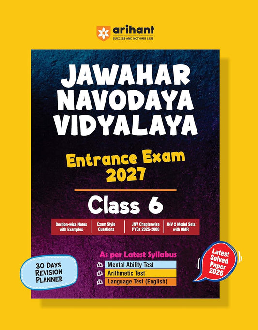 Arihant Jawahar Navodaya Vidyalaya 2027 Class 6 Entrance Exam Guide English Medium