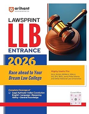 Arihant LLB Entrance 2026 LAWSPRINT Complete Coverage Of Syllabus Highly Useful for NLU DU BHU and Other National Law University English Medium