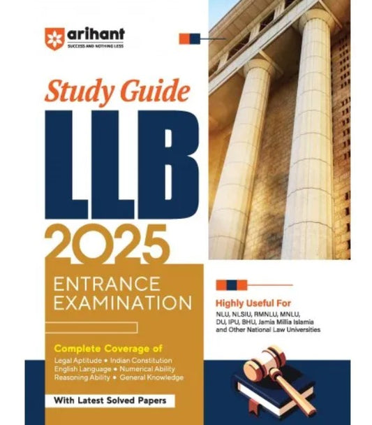  Arihant LLB Entrance Exam 2025 Complete Study Guide With Latest Solved Papers Book English Medium
