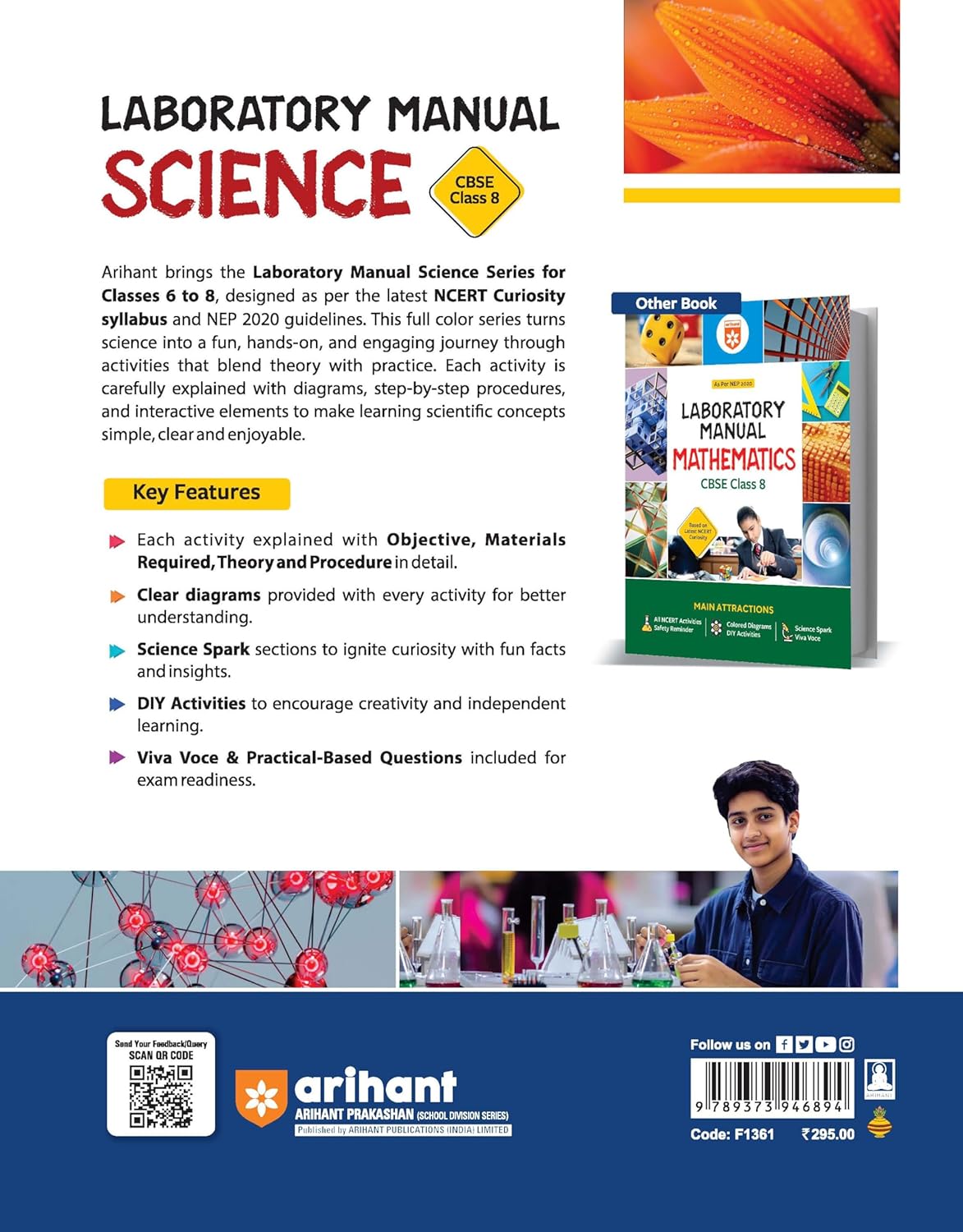 Arihant Laboratory Manual Science for CBSE Class 8 Exam 2026 As Per NEP 2020 Based on Latest NCERT Ganita Prakash Includes All NCERT DIY Activities and Viva Voce English Medium
