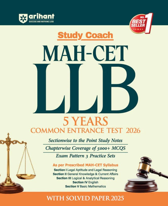 Arihant MAH CET LLB 5 Years Common Entrance Test 2026 Study Coach 5000+ MCQs Study Notes with Solved Papers 2025
