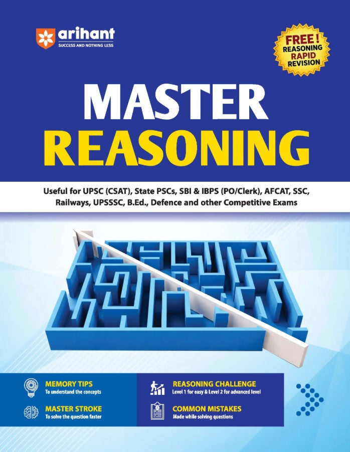 Arihant Master Reasoning Verbal Analytical and Non-Verbal Reasoning Easy to Understand Theory Memory Tips Master Stroke Techniques Trick Mantras Latest PYQs and Exam-Based Strategy and Practice Completely Revised Edition 2027