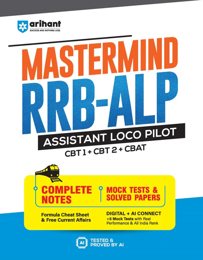 Arihant Mastermind RRB ALP Assistant Loco Pilot Exam 2026 CBT 1 + CBT 2 + CBAT Complete Notes with Mock Tests and Solved Papers Formula Cheat Book and Free Current Affairs