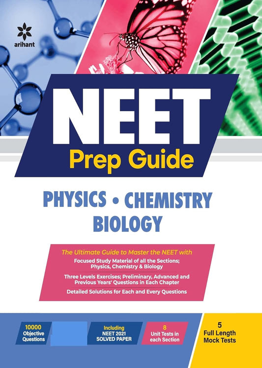 Arihant NEET Prep Guide With Solved Paper and 5 Full Length Mock Tests Physics Chemistry Biology Book English Medium