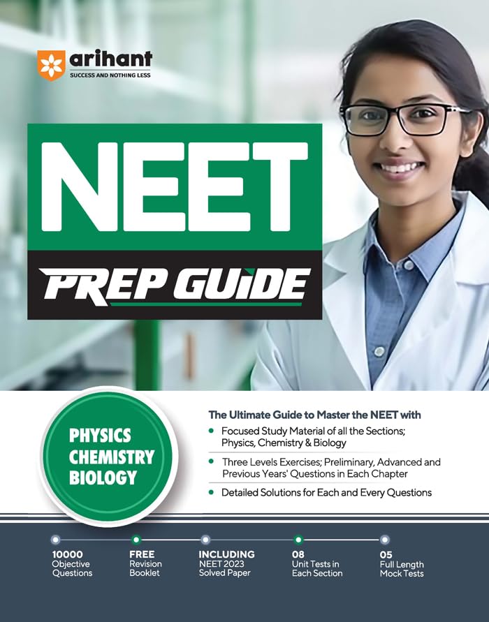  Arihant NEET Prep Guide With Solved Paper and Practice Sets Physics Chemistry Biology Book English Medium
