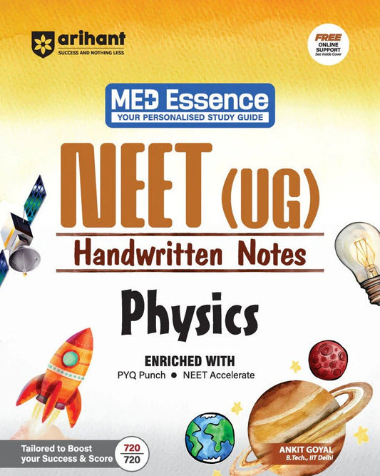 Arihant NEET UG Physics Handwritten Notes Med Essence Personalised Study Guide PYQ Punch Exam Oriented Concepts Quick Revision and NEET Accelerate Free Online Support