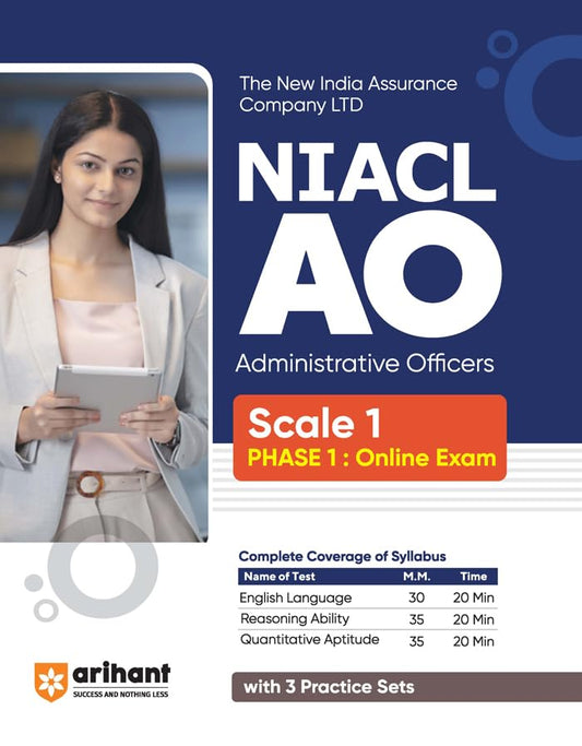 Arihant NIACL AO Administrative Officers Scale 1 PHASE 1 Online Exam Complete Coverage of Syllabus English Medium 