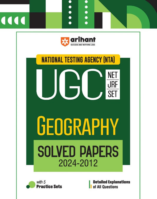  Arihant NTA UGC NET JRF SET Geography Solved Papers 2024 to 2012 with 5 Practice Sets English Medium