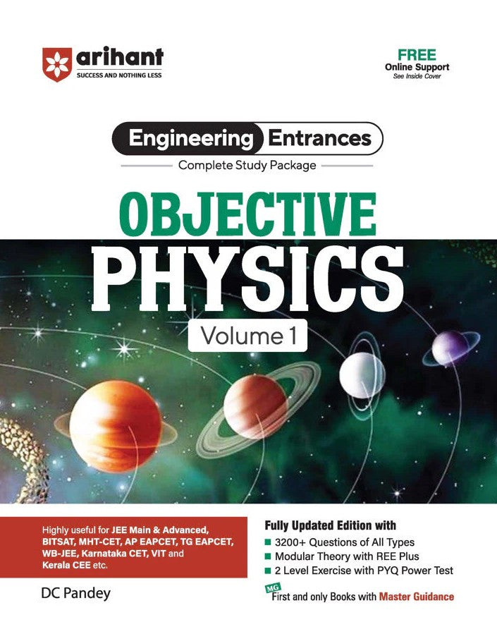 Arihant Objective Physics Volume 1 Complete Study Package for JEE and All Engineering Entrances 3200+ Questions of All Types By DC Pandey