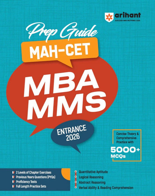 Arihant Prep guide MAH-CET MBA MMS Entrance Exam 2026 Concise Theory and Comprehensive Practice with 5000+ MCQs and PYQs