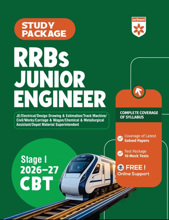  Arihant RRB JE Junior Engineer Stage 1 CBT 2026 2027 Study Package Complete Syllabus Coverage with Latest Solved Papers and 10 Mock Tests