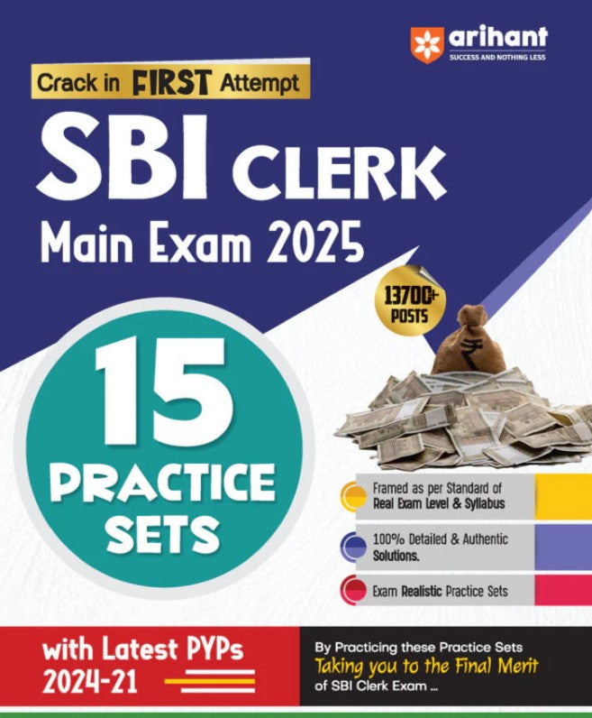 Arihant SBI Clerk Clerical Main Exam 2025 15 Practice Sets With latest PYPs 2024-21 English Medium
