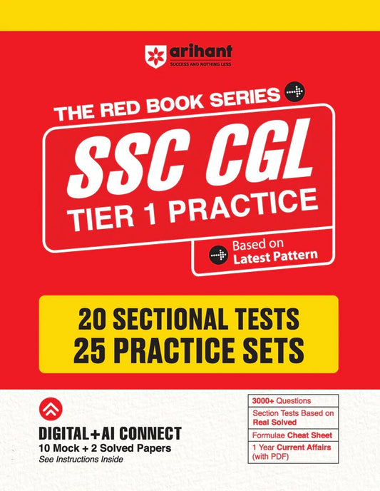 Arihant SSC CGL Tier 1 Exam 2026 Practice Book 20 Sectional Tests and 25 Practice Sets 3000+ Questions and Cheat Sheet Digital + AI Connected 10 Mock Tests + FREE 1 Year Current Affairs 