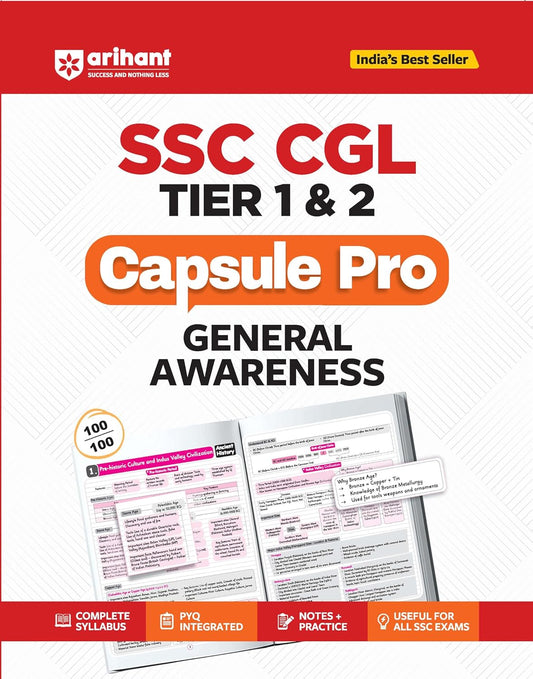 Arihant SSC CGL Tier 1 and 2 General Awareness Capsule Pro English Medium
