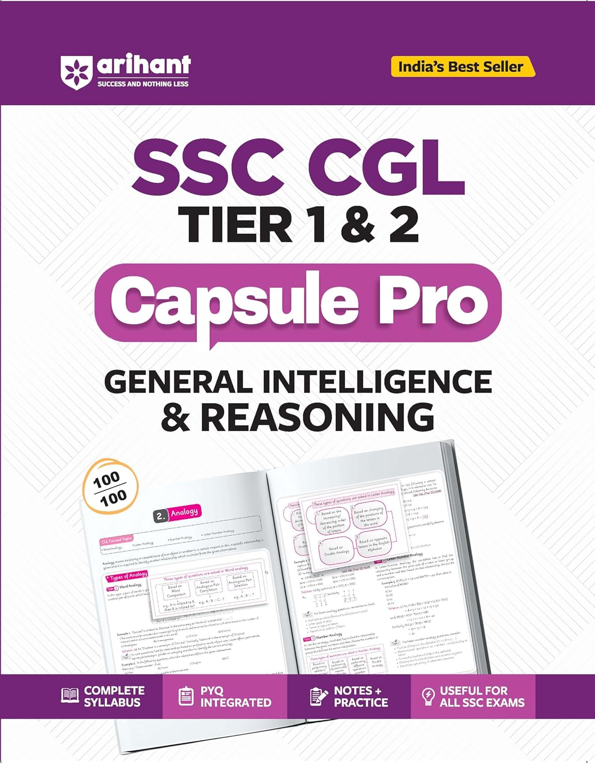 Arihant SSC CGL Tier 1 and 2 General Intelligence and Reasoning Capsule Pro English Medium