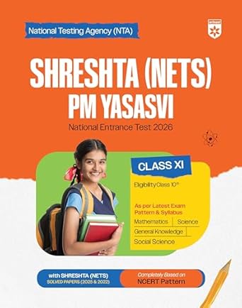 Arihant Shreshta NETS PM Yasasvi National Entrance Test 2026 Class 11 With Solved Papers 2022 To 2025 Complete Guide Book English Medium