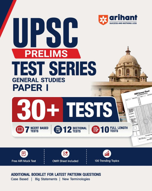 Arihant UPSC IAS Prelims 2027 General Studies Paper 1 Test Series 30+ Tests with 7 NCERT Based Tests 12 Sectional Tests and 10 Full-Length Mock Tests OMR Sheets AIR Mock Test and 100 Trending Topics