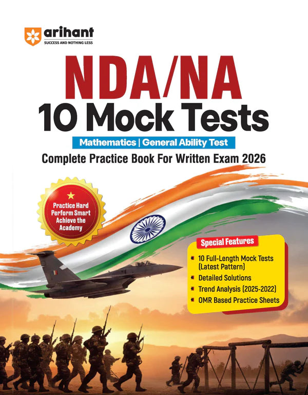Arihant UPSC NDA NA 2026 10 Mock Tests Complete Practice Book for Mathematics General Ability Test GAT Latest Pattern Detailed Solutions Trend Analysis 2025-2022 And OMR Sheets With Free Khatu Shyam Sticker