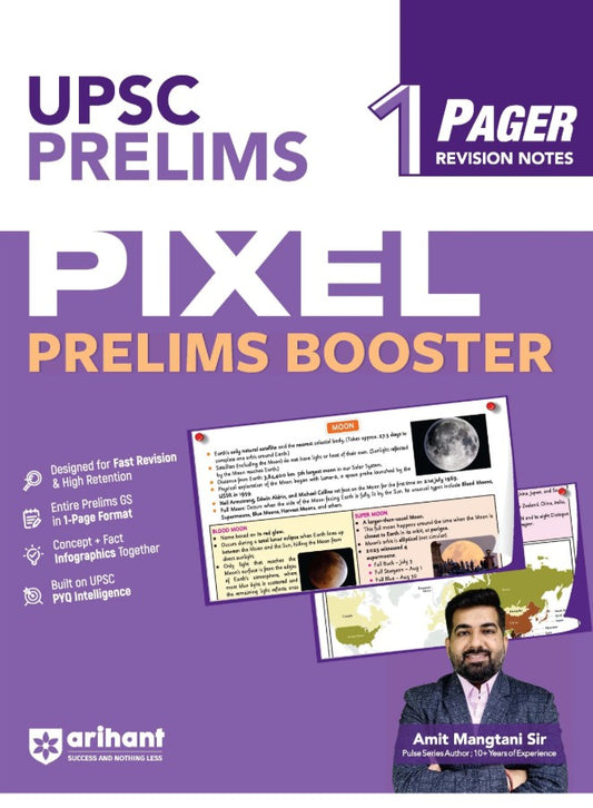 Arihant UPSC Prelims Booster Pixel 1-Pager Revision Notes Fast Revision Entire Prelims GS in 1-Page Format Concept and Fact InfograArihant UPSC Prelims Booster Pixel 1-Pager Revision Notes Fast Revision Entire Prelims GS in 1-Page Format Concept and Fact Infographics with PYQ-Based Preparationphics with PYQ-Based Preparation