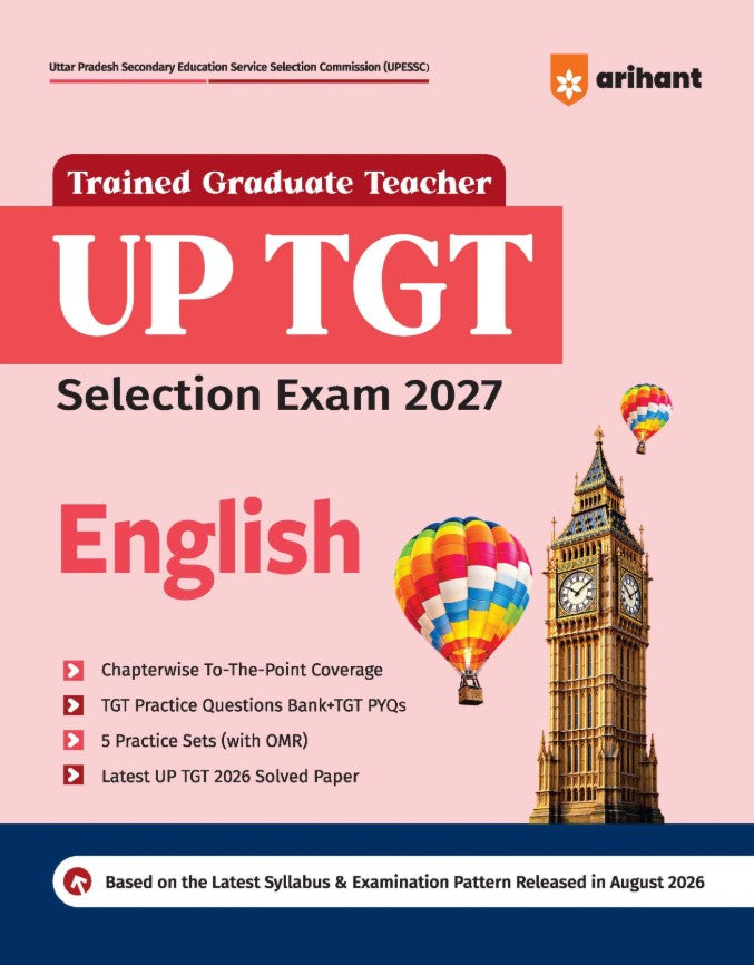Arihant UP TGT English Exam 2027 Chapterwise Study Notes Practice Questions and PYQs 5 Practice Sets with OMR Sheets Latest Solved Paper 2026 Based on Latest Syllabus and Exam Pattern August 2026 